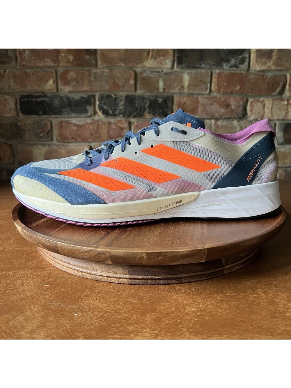 Adizero Adios 7 Dash Grey Solar Orange Race Running Sneakers Shoes Men's 14